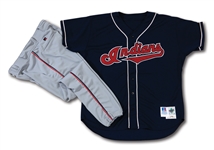 1998 JIM THOME CLEVELAND INDIANS GAME ISSUED HOME ALTERNATE JERSEY AND 1997 GAME WORN ROAD PANTS