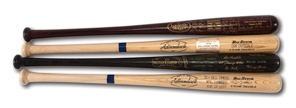 DON DRYSDALES COMMEMORATIVE BAT GROUP OF 1966 L.A. DODGERS NL CHAMPIONS BLACK BAT, 1977 OLD TIMERS GAME, 1978 ALL-STAR GAME, AND 1997 HOF INDUCTION (DRYSDALE COLLECTION)