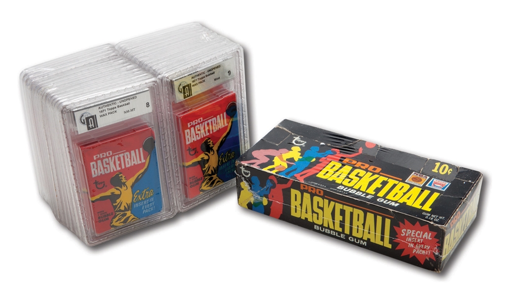 1971-72 TOPPS BASKETBALL UNOPENED 24 COUNT WAX BOX WITH ALL PACKS GAI GRADED