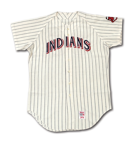 1970 DENNIS HIGGINS CLEVELAND INDIANS GAME WORN HOME JERSEY - ONE-YEAR STYLE (DELBERT MICKEL COLLECTION)