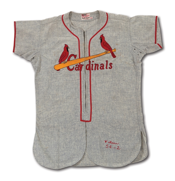 1954 WALLY MOON ST. LOUIS CARDINALS (ROOKIE OF THE YEAR SEASON) GAME WORN ROAD JERSEY (DELBERT MICKEL COLLECTION)