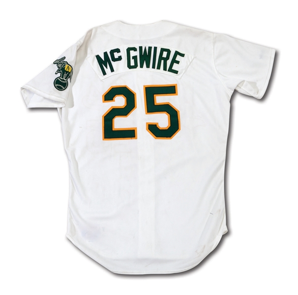 1988 MARK MCGWIRE OAKLAND ATHLETICS GAME WORN HOME JERSEY (DELBERT MICKEL COLLECTION)