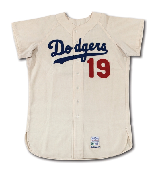 1967 JIM GILLIAM LOS ANGELES DODGERS GAME WORN COACHES HOME JERSEY (DELBERT MICKEL COLLECTION)