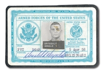 DON DRYSDALES PERSONAL SIGNED ARMED FORCES OF THE UNITED STATES IDENTIFICATION CARD (DRYSDALE COLLECTION)