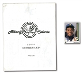 KEN GRIFFEY JR. SIGNED 1989 UPPER DECK ROOKIE CARD AND 1988 VERMONT MARINERS TEAM SIGNED SCORECARD W/ PRE-ROOKIE AUTOGRAPH 