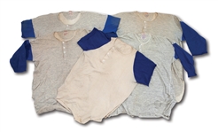 DON DRYSDALES CIRCA 1960S LOS ANGELES DODGERS LOT OF (5) GAME WORN UNDERSHIRTS WITH EXCELLENT WEAR (DRYSDALE COLLECTION)