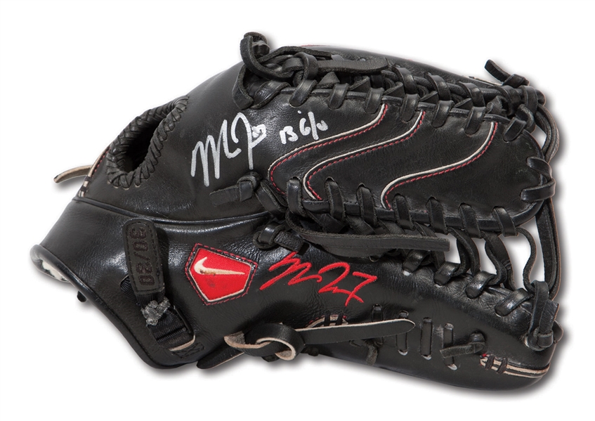 2013 MIKE TROUT GAME USED, SIGNED & INSCRIBED NIKE DIAMOND ELITE FIELDERS GLOVE - APPARENT PHOTO MATCH TO ALL-STAR GAME (LOA’S FROM TROUT & PSA/DNA)
