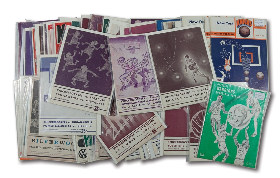 LOT OF (58) 1949-73 NBA GAME PROGRAMS, WITH MANY SCARCE 1940S-50S EXAMPLES