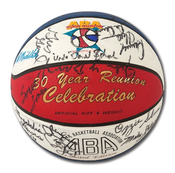 ZELMO BEATYS 30 YEAR ABA LEGENDS REUNION BASKETBALL SIGNED BY 40 (BEATY FAMILY LOA)