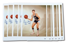 JERRY WEST LOT OF (11) SIGNED PHOTOS INCLUDING (1) 16 X 20 OF HIS 1970 NBA FINALS HALFCOURT SHOT INSCRIBED "MR. CLUTCH 4/29/70" (LE 8/100)