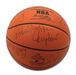 NBA LEGENDS MULTI-SIGNED BASKETBALL INCL. WEST, JABAAR, DR. J, HAVLICEK, COUSY, FRAZIER, ETC. (NSM COLLECTION)