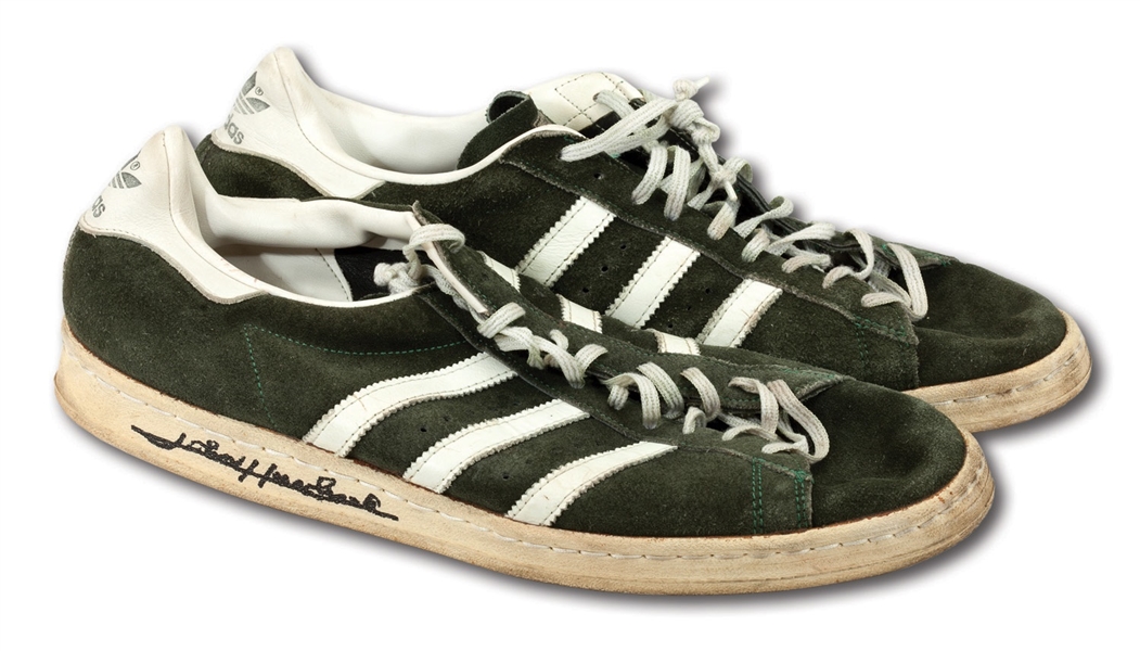 MID-LATE 1970S JOHN HAVLICEK AUTOGRAPHED ADIDAS SUPERSTAR GAME WORN SHOES (HAVLICEK COLLECTION)