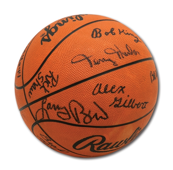 1978-79 INDIANA STATE SYCAMORES NCAA CHAMPION RUNNER-UP TEAM SIGNED BASKETBALL FEATURING LARRY BIRD
