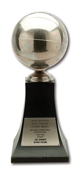 1989 JOE DUMARS DETROIT PISTONS NBA FINALS MOST VALUABLE PLAYER AWARD TROPHY PRESENTED BY SPORT MAGAZINE