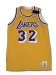 1988-89 MAGIC JOHNSON LOS ANGELES LAKERS (MVP SEASON) GAME WORN HOME JERSEY WITH BLACK ARMBAND (MEARS)