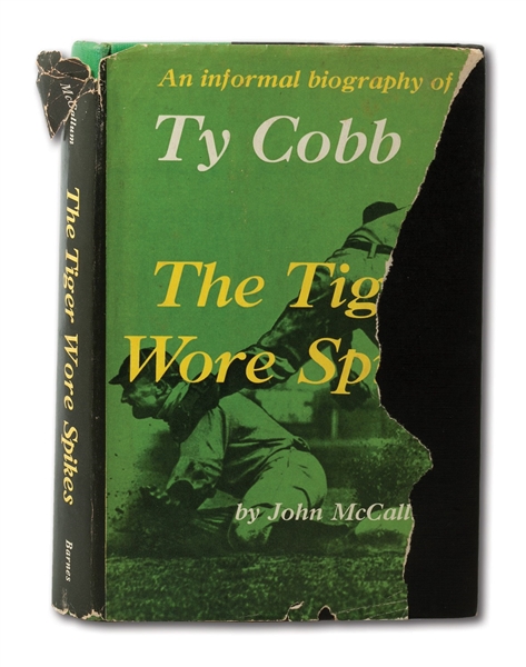 TY COBB SIGNED FIRST EDITION COPY OF HIS BOOK "THE TIGER WORE SPIKES" (BRISSIE FAMILY LOA)