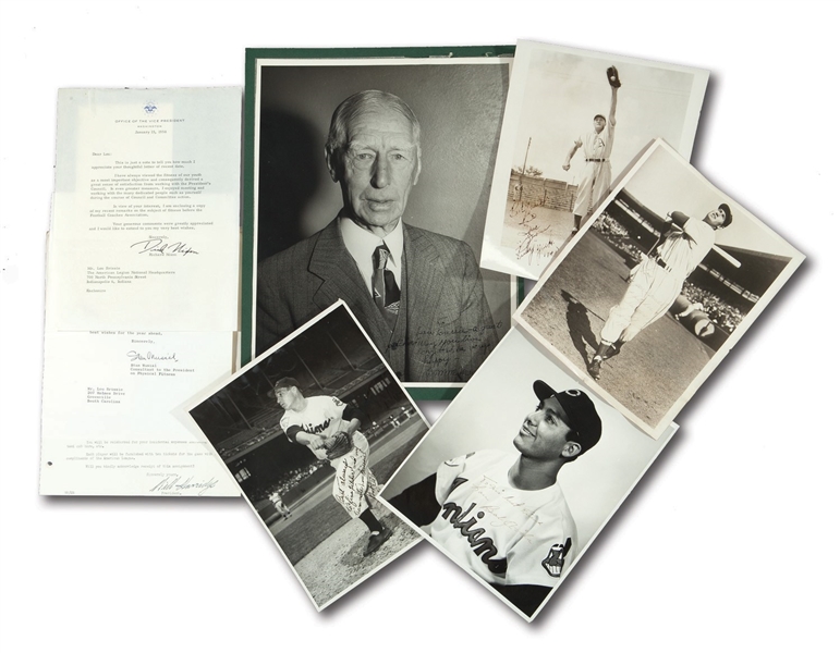 LOU BRISSIES COLLECTION OF AUTOGRAPHED PHOTOGRAPHS (4) AND SIGNED CORRESPONDENCE (2) INCL. ITEMS FROM CONNIE MACK, TED WILLIAMS, RICHARD NIXON, ETC. (BRISSIE FAMILY LOA)