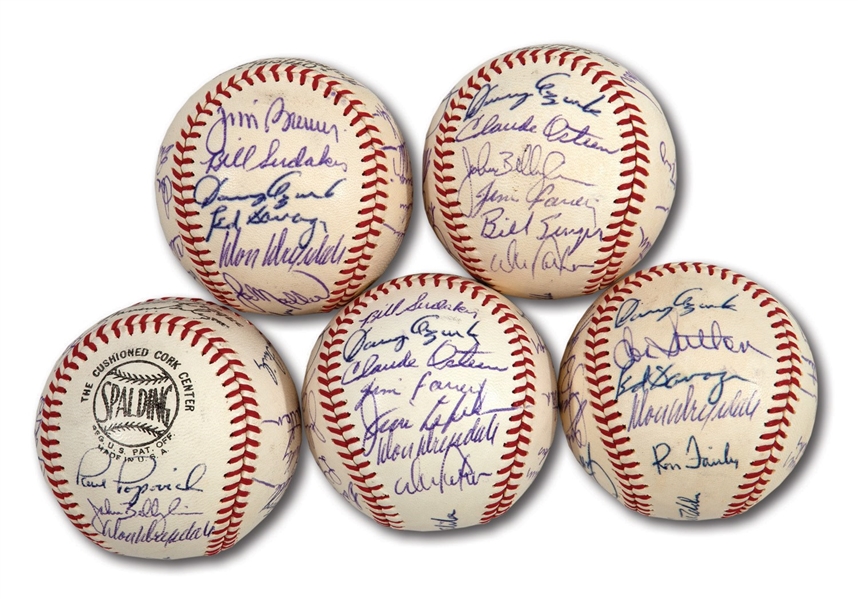 WALTER ALSTONS LOT OF (5) 1968 LOS ANGELES DODGERS TEAM SIGNED BASEBALLS (ALSTON COLLECTION)