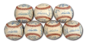 WALTER ALSTONS LOT OF (7) 1972 LOS ANGELES DODGERS TEAM SIGNED BASEBALLS (ALSTON COLLECTION)
