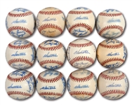 WALTER ALSTONS LOT OF (12) 1973 LOS ANGELES DODGERS TEAM SIGNED BASEBALLS (ALSTON COLLECTION)