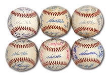 WALTER ALSTONS LOT OF (6) 1970-75 LOS ANGELES DODGERS TEAM SIGNED BASEBALLS (ALSTON COLLECTION)