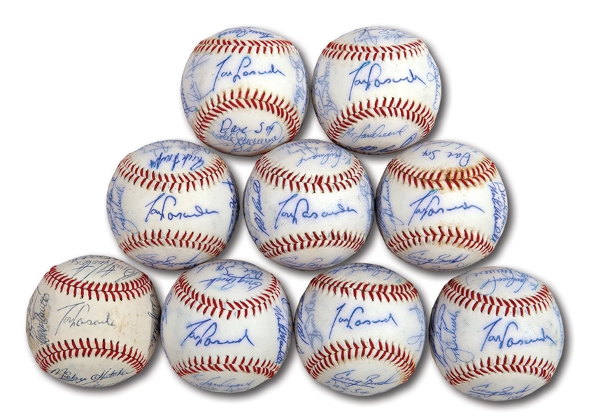 WALTER ALSTONS LOT OF (9) 1982 LOS ANGELES DODGERS TEAM SIGNED BASEBALLS (ALSTON COLLECTION)