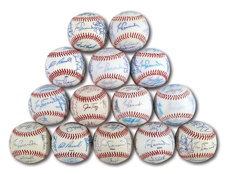 WALTER ALSTONS LOT OF (14) DIFFERENT 1982-2001 LOS ANGELES DODGERS TEAM SIGNED BASEBALLS (ALSTON COLLECTION)