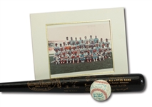WALTER ALSTONS 1975 NL ALL-STAR TEAM SIGNED BASEBALL, PRESENTATION PHOTO AND H&B COMMEMORATIVE BLACK BAT (ALSTON COLLECTION)