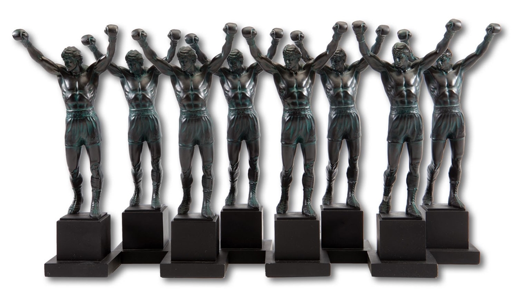 LOT OF (8) MINIATURE 12-INCH TALL ROCKY BALBOA SCULPTURES BY A. THOMAS SCHOMBERG (SDHOC COLLECTION)