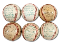 LOT OF (6) 1940-60S PCL SAN DIEGO PADRES TEAM SIGNED BASEBALLS (SDHOC COLLECTION)