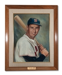 TED WILLIAMS ORIGINAL FRAMED SAN DIEGO HALL OF CHAMPIONS PAINTING BY ARTIST WILLIAM PIERCE (SDHOC COLLECTION)
