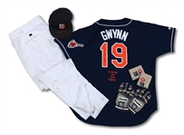 TONY GWYNNS 9/14/1998 CAREER HIT #2,915 GAME WORN & SIGNED UNIFORM ENSEMBLE INCL. JERSEY, PANTS, CAP, BATTING GLOVES & WRISTBANDS (SDHOC COLLECTION)