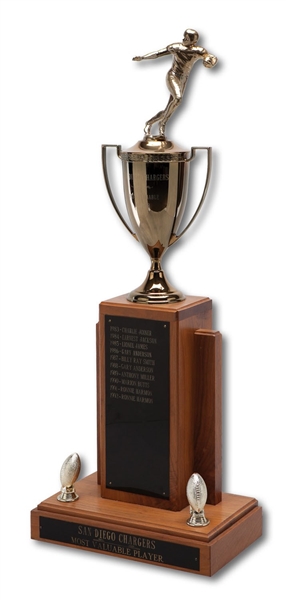 SAN DIEGO CHARGERS MOST VALUABLE PLAYER AWARD SPANNING 1961 TO 1992 (SDHOC COLLECTION)