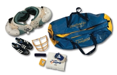 SAN DIEGO CHARGERS EQUIPMENT BAG PACKED WITH (7) 1970-80S GAME USED AND PLAYER/COACH ATTRIBUTED ITEMS INCL. DON CORYELLS SHOES (SDHOC COLLECTION)