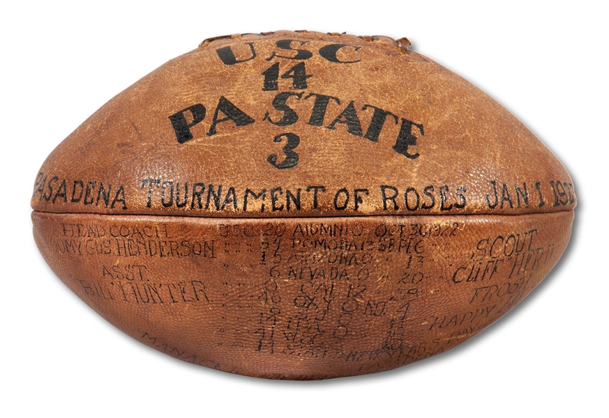 1923 ROSE BOWL GAME USED FOOTBALL (USC 14 - PENN STATE 3) - FIRST ROSE BOWL GAME PLAYED IN ROSE BOWL STADIUM (SDHOC COLLECTION)