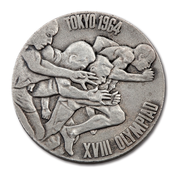 JESSE OWENS 1964 TOKYO SUMMER OLYMPICS STERLING SILVER COMMEMORATIVE COIN (OWENS ESTATE COLLECTION)