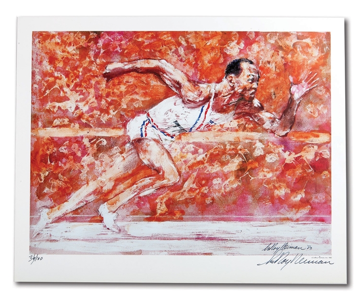 JESSE OWENS 1983 LEROY NEIMAN LITHOGRAPH (LIMITED EDITION #36/100) SIGNED BY NEIMAN AND ISSUED TO OWENS POSTHUMOUSLY (OWENS ESTATE COLLECTION)