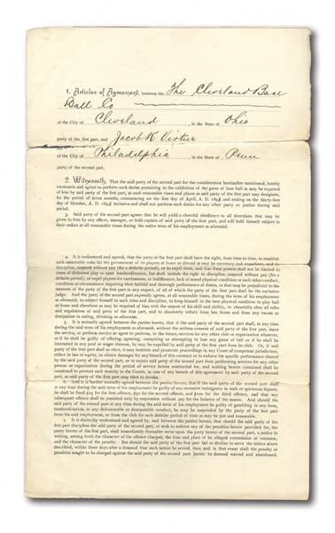 JAKE VIRTUES 1890 AND 1891 CLEVELAND SPIDERS PLAYER CONTRACTS (JAKE VIRTUE COLLECTION)