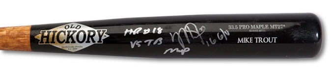 7/6/2016 MIKE TROUT SIGNED & INSCRIBED HOME RUN BAT PHOTO-MATCHED TO  #18 OF HIS MVP SEASON (PSA/DNA GU 10, ANDERSON COA)