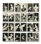 1959 MARUKAMI 2-IN-1 BLACK & WHITE JAPANESE CARD LOT OF (44) IN 2-CARD PANELS WITH 26 BASEBALL