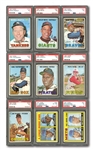 1967 TOPPS COMPLETE SET OF (609) WITH (45) PSA GRADED – MOST GRADED HOFERS/STARS PSA NM 7 OR BETTER