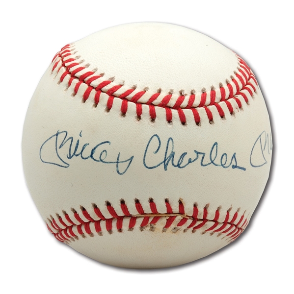 HIGH-GRADE "MICKEY CHARLES MANTLE" FULL NAME SINGLE SIGNED BASEBALL