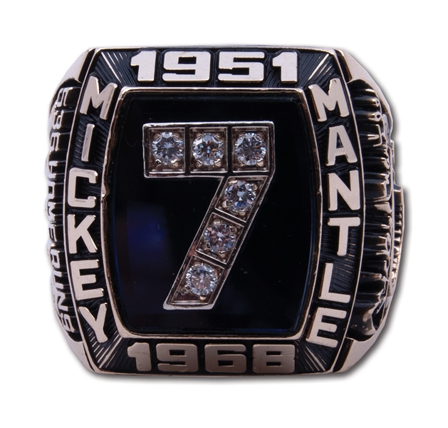 MICKEY MANTLE #7 CAREER PRESENTATION RING MADE OF 10K GOLD AND REAL DIAMONDS IN WOODEN PRESENTATION BOX (LE #026/536)