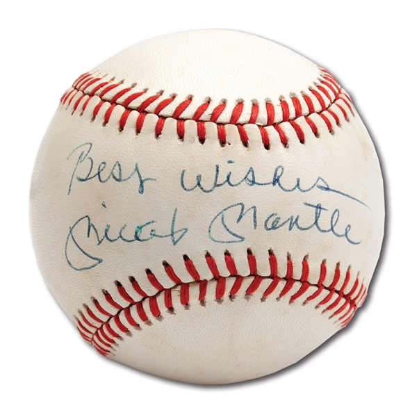 MICKEY MANTLE AUTOGRAPHED BASEBALL INSCRIBED "BEST WISHES"