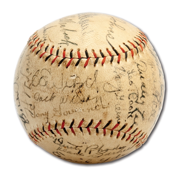 1930 HOLLYWOOD STARS PCL CHAMPION TEAM SIGNED BASEBALL AND ORIGINAL TEAM PHOTOGRAPH (OSSIE VITT COLLECTION)