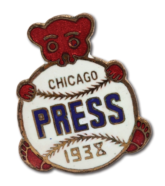 1938 CHICAGO CUBS WORLD SERIES PRESS PIN (OSSIE VITT COLLECTION)