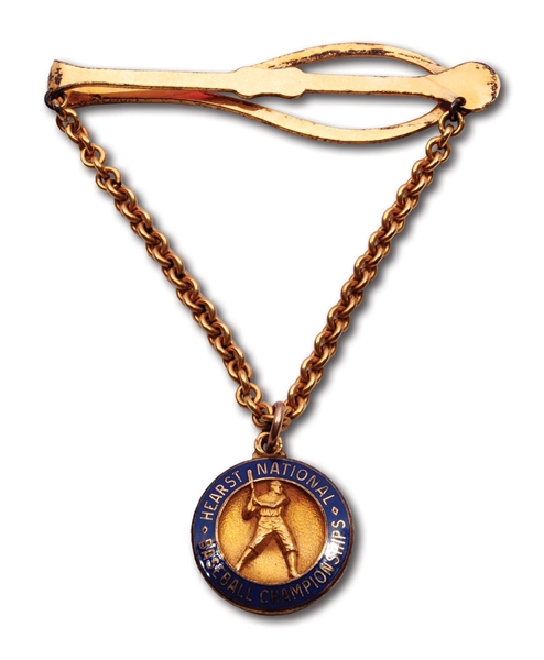 OSSIE VITTS 1947 HEARST NATIONAL BASEBALL CHAMPIONSHIPS TIE BAR WITH RELATED BOYS BASEBALL CAMP ITEMS (VITT COLLECTION)