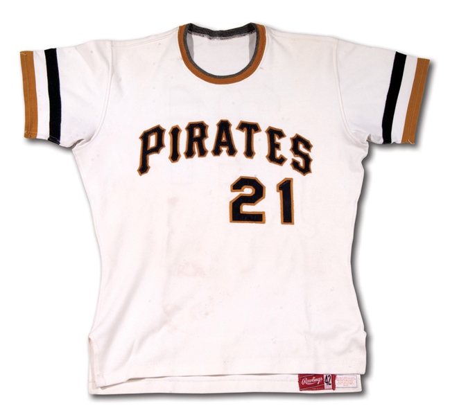 1971 ROBERTO CLEMENTE PITTSBURGH PIRATES GAME WORN HOME JERSEY FROM WORLD SERIES CHAMPIONSHIP SEASON (MEARS A7.5)