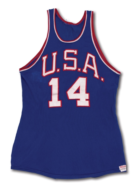 OSCAR ROBERTSON’S 1960 ROME OLYMPICS TEAM USA GAME WORN BLUE JERSEY FROM USAS GOLD MEDAL RUN (MEARS A10, DOCUMENTED PROVENANCE)