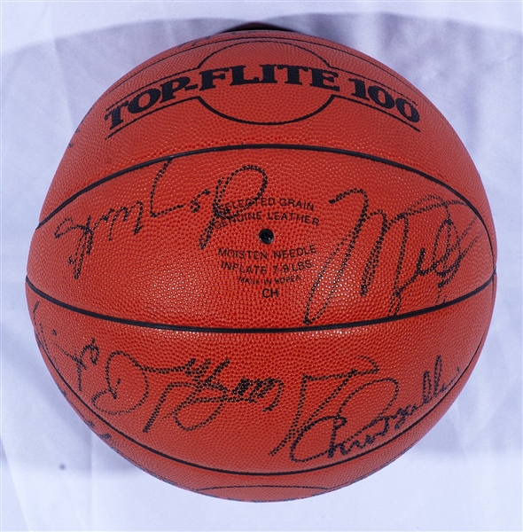1992 OLYMPIC DREAM TEAM SIGNED SPALDING BASKETBALL WITH 16 AUTOGRAPHS INCL. ALL PLAYERS & COACHES (EXCELLENT PROVENANCE)